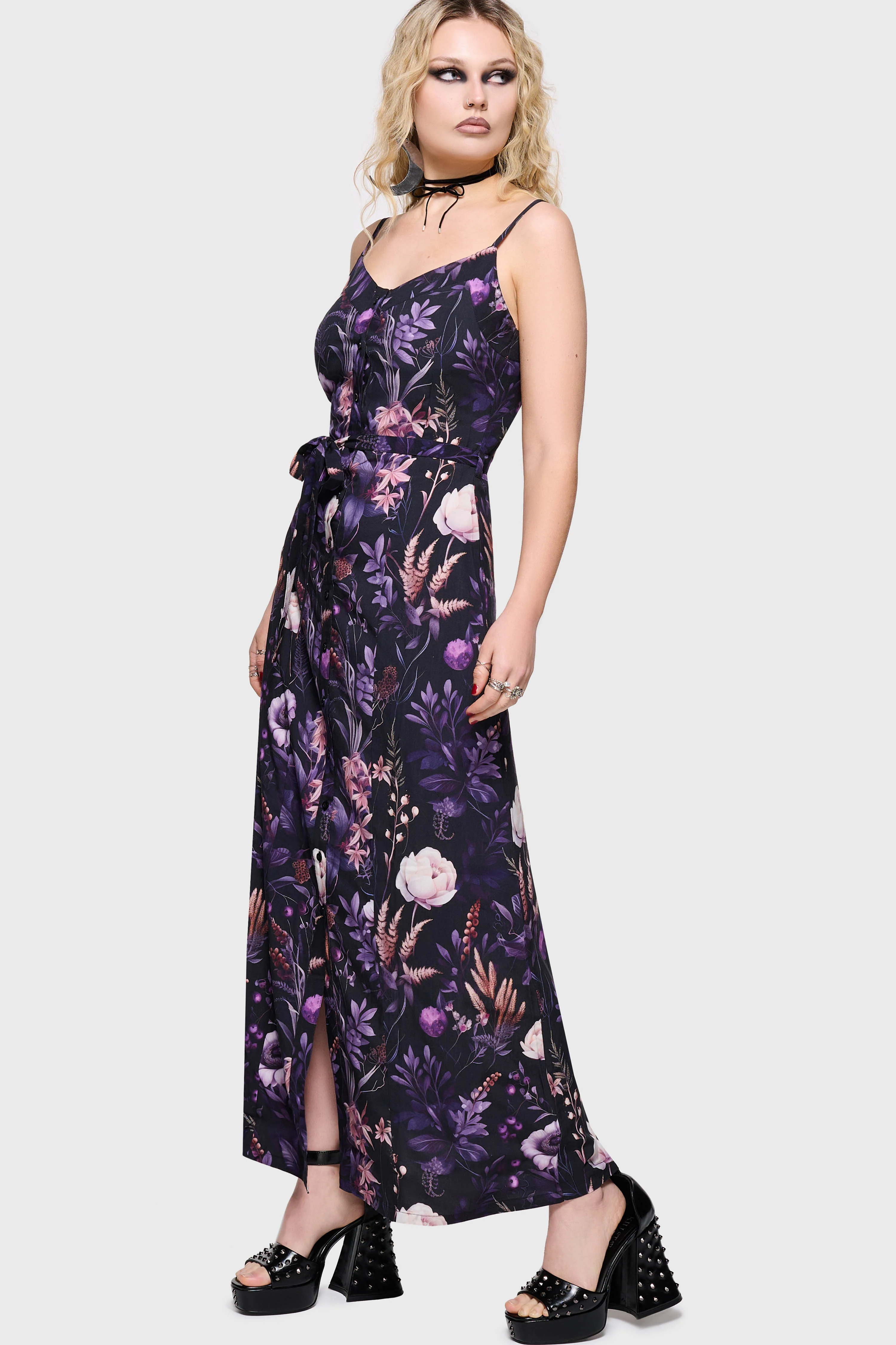 Cottage Chorus Maxi Dress [BLACK/PURPLE] - Image 4