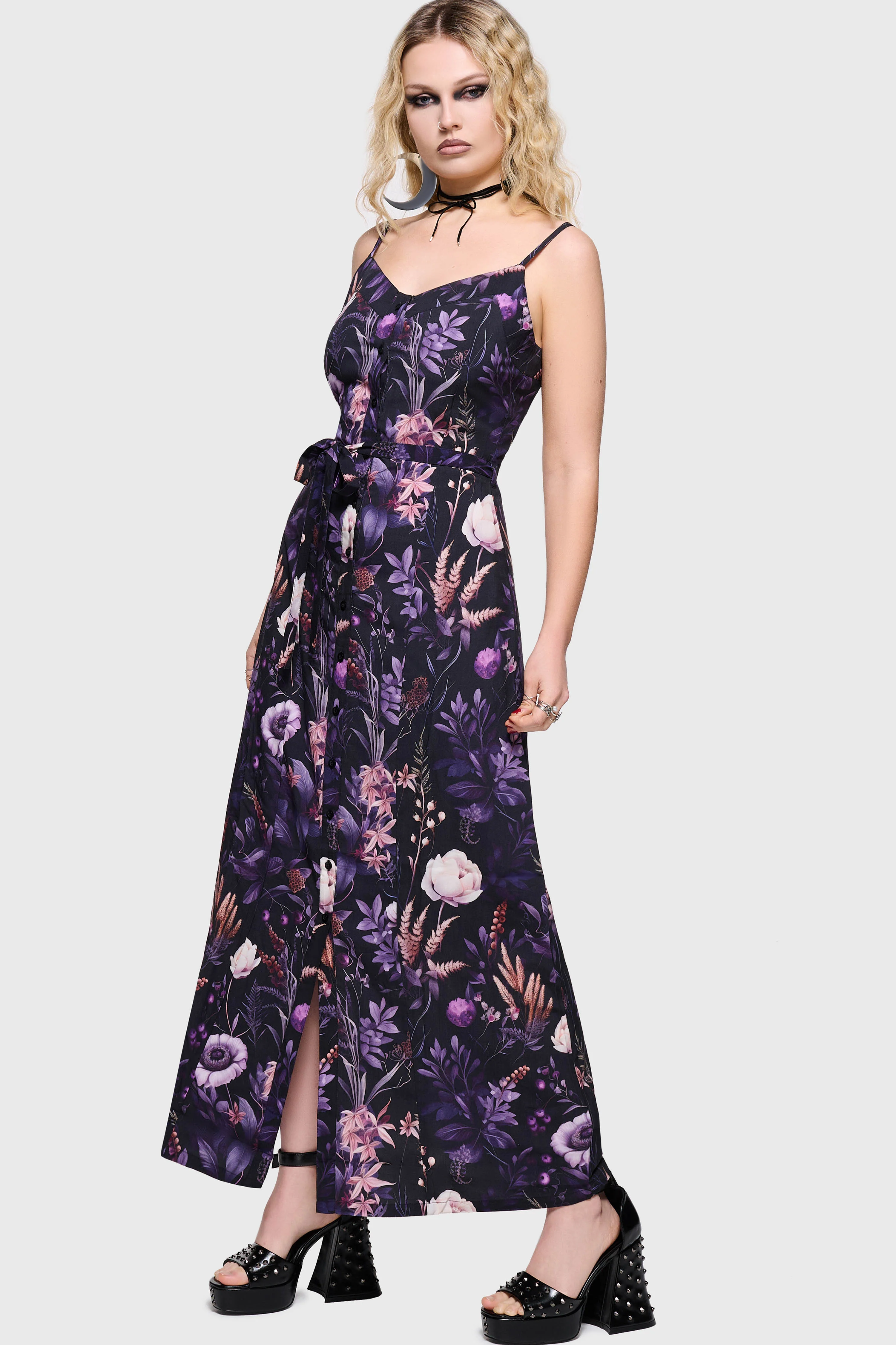 Cottage Chorus Maxi Dress [BLACK/PURPLE] - Image 9