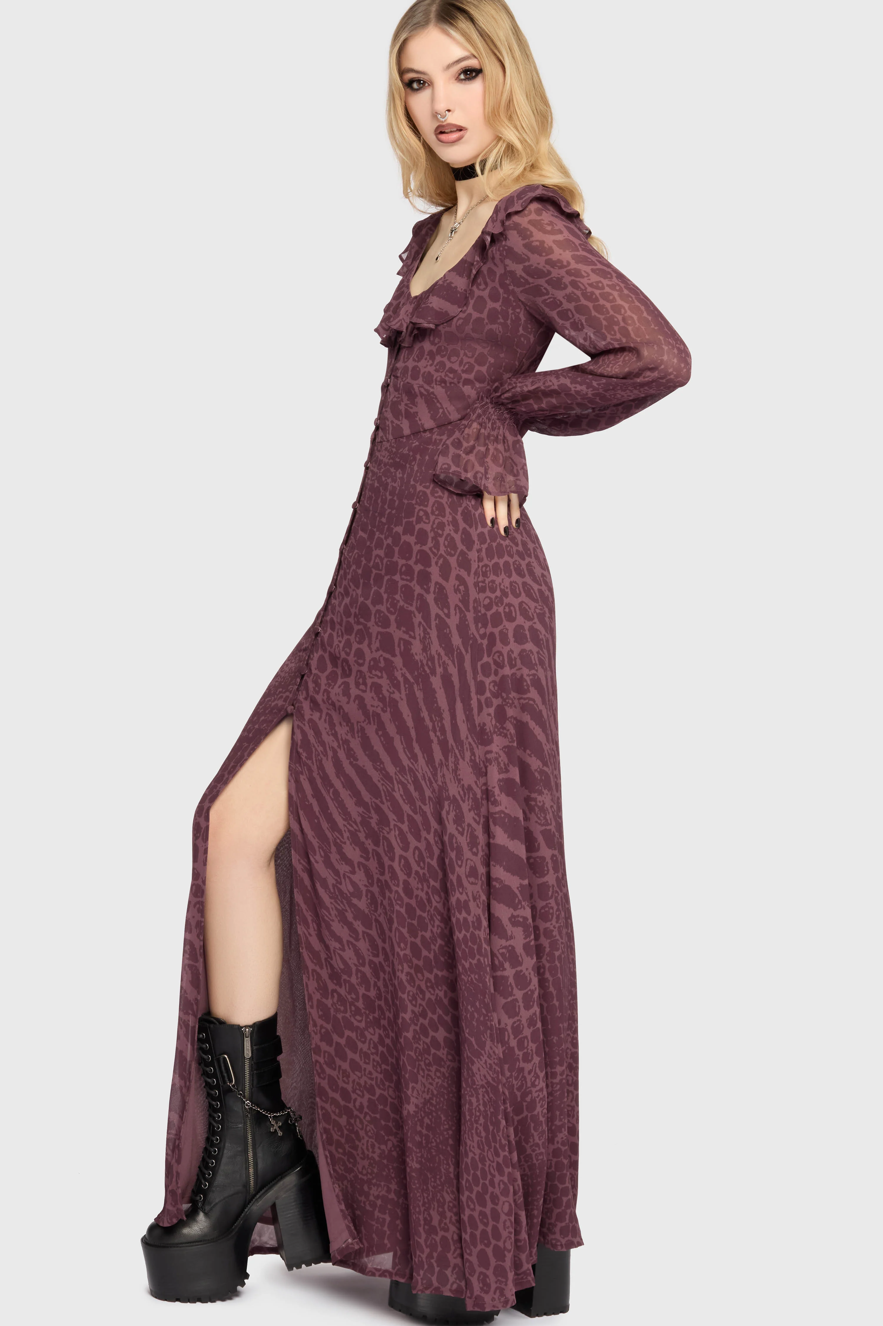 Gaia Adorned Ruffle Maxi Dress - Image 3