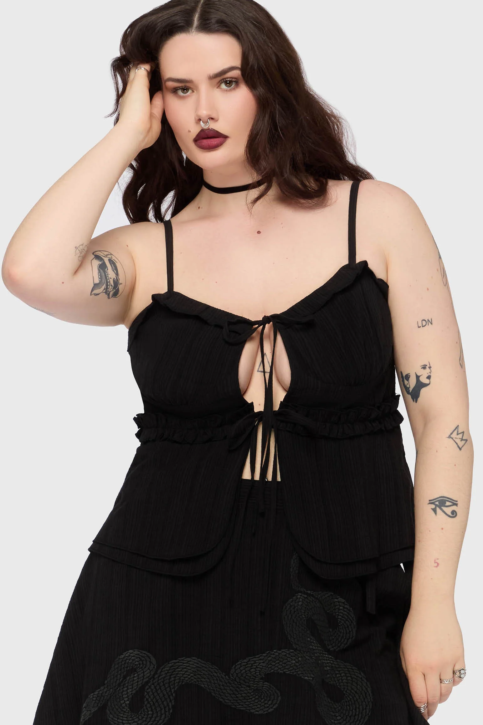 Gaia Adorned Tie Front Vest Top - Image 4