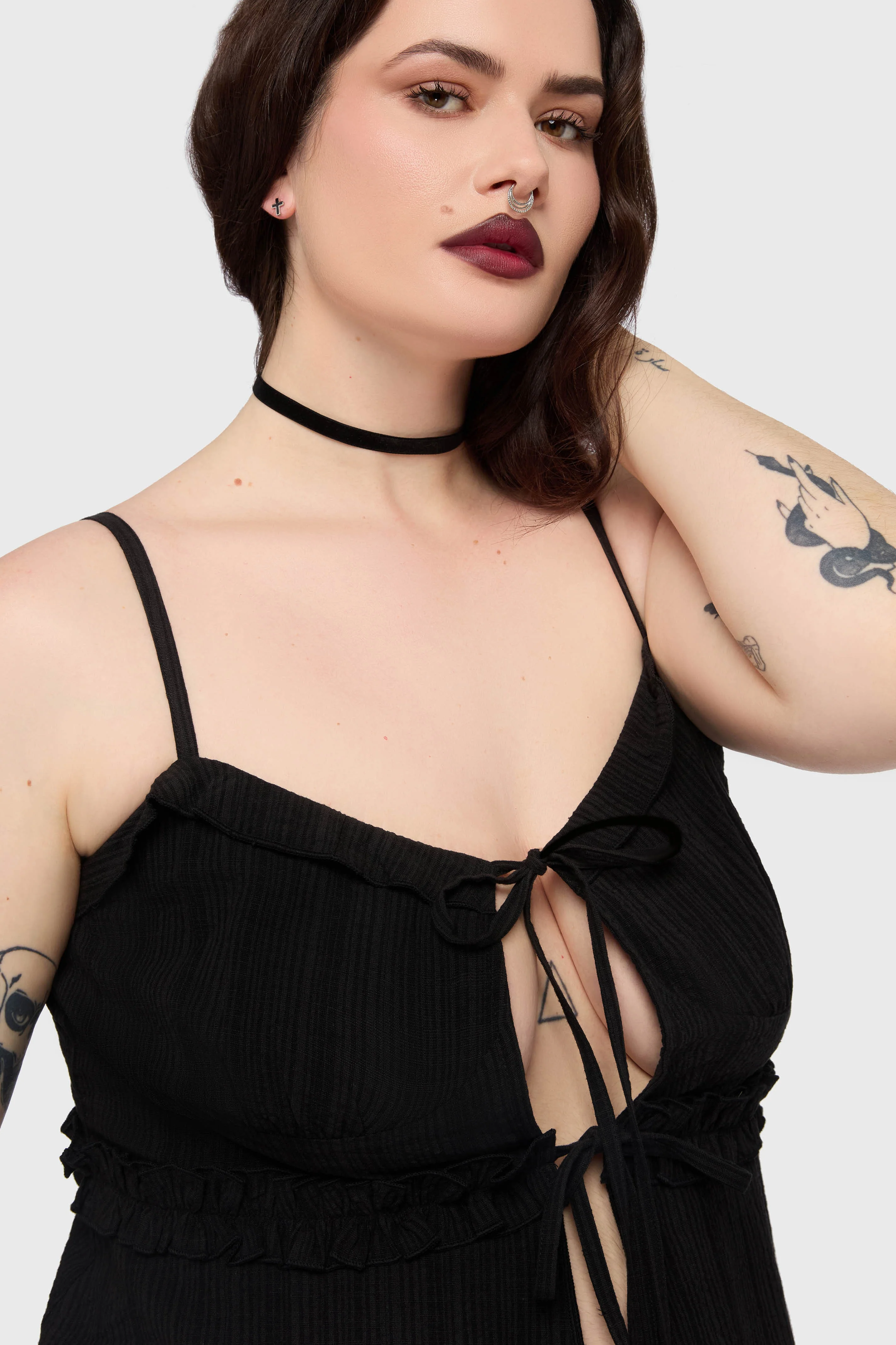 Gaia Adorned Tie Front Vest Top - Image 8