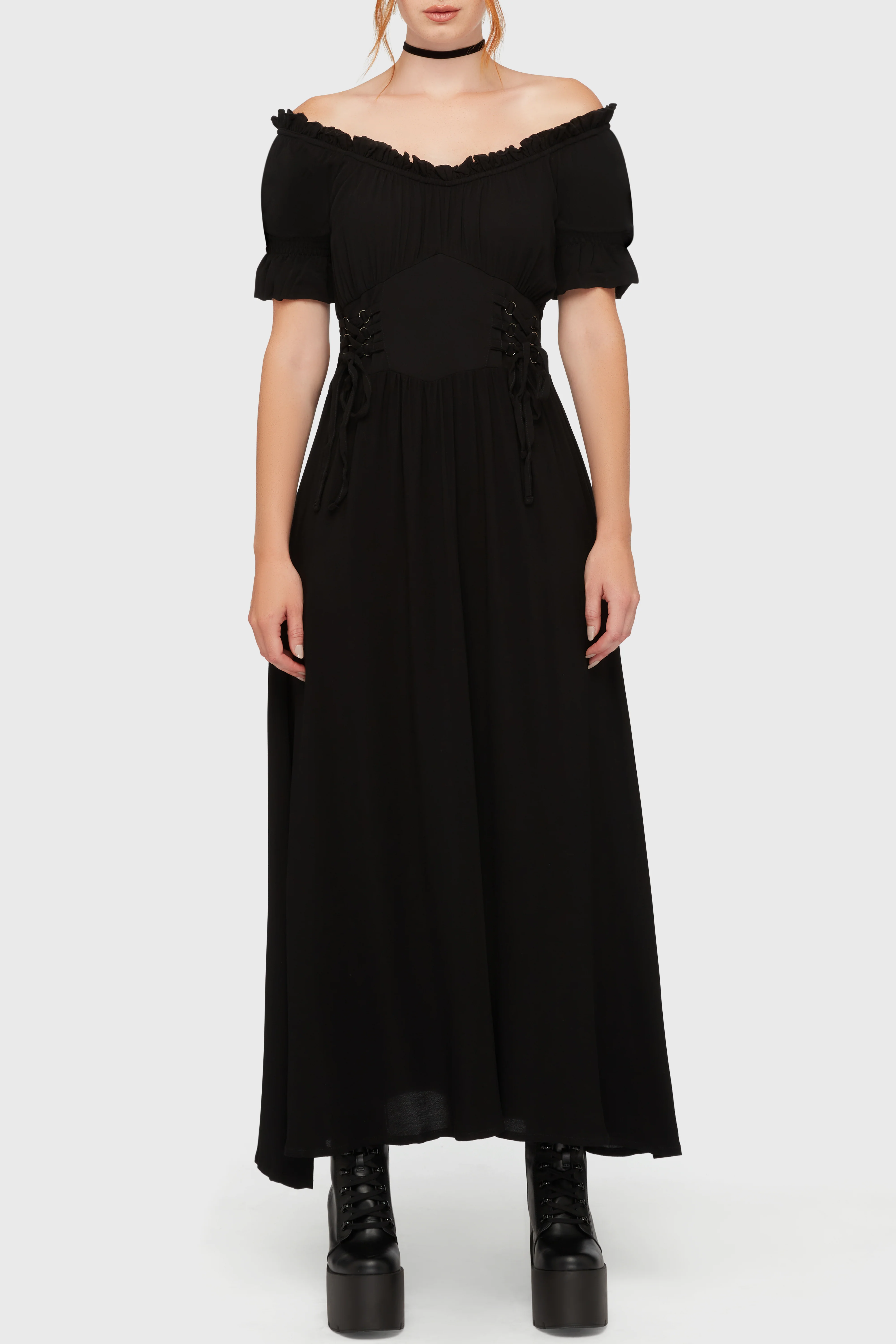 Jocasta Maxi Dress Short Sleeve [BLACK] - Image 3