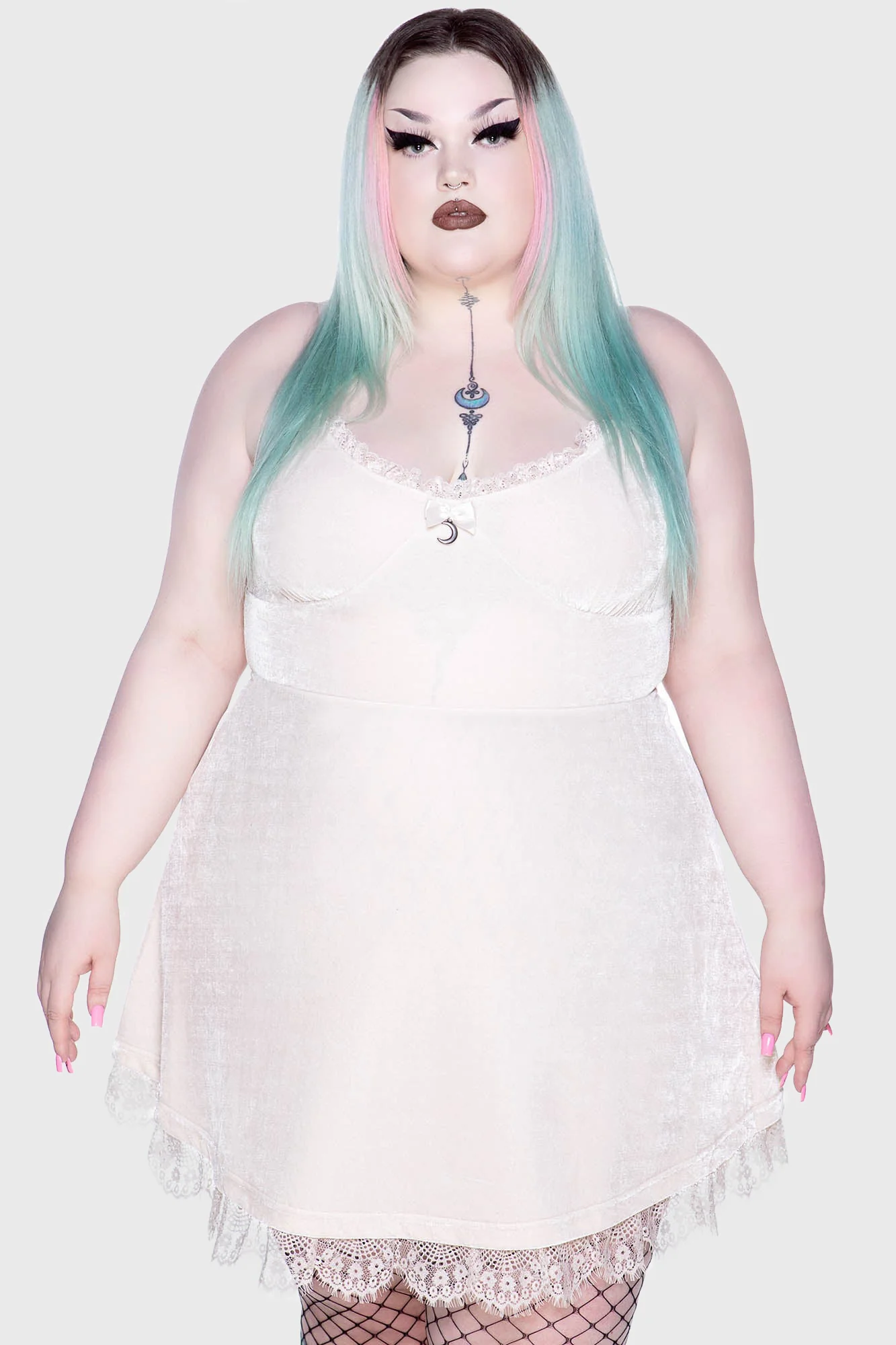 Moonstruck Velvet Skater Dress [Ivory] - Image 5