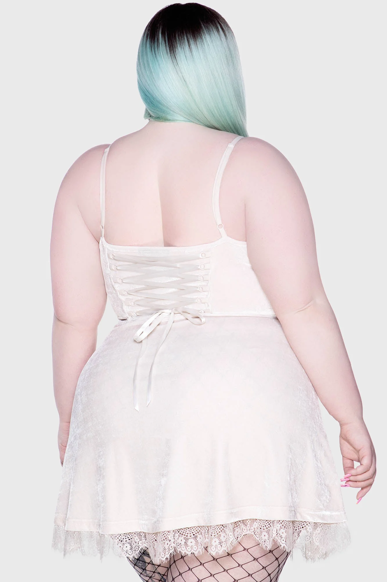 Moonstruck Velvet Skater Dress [Ivory] - Image 6