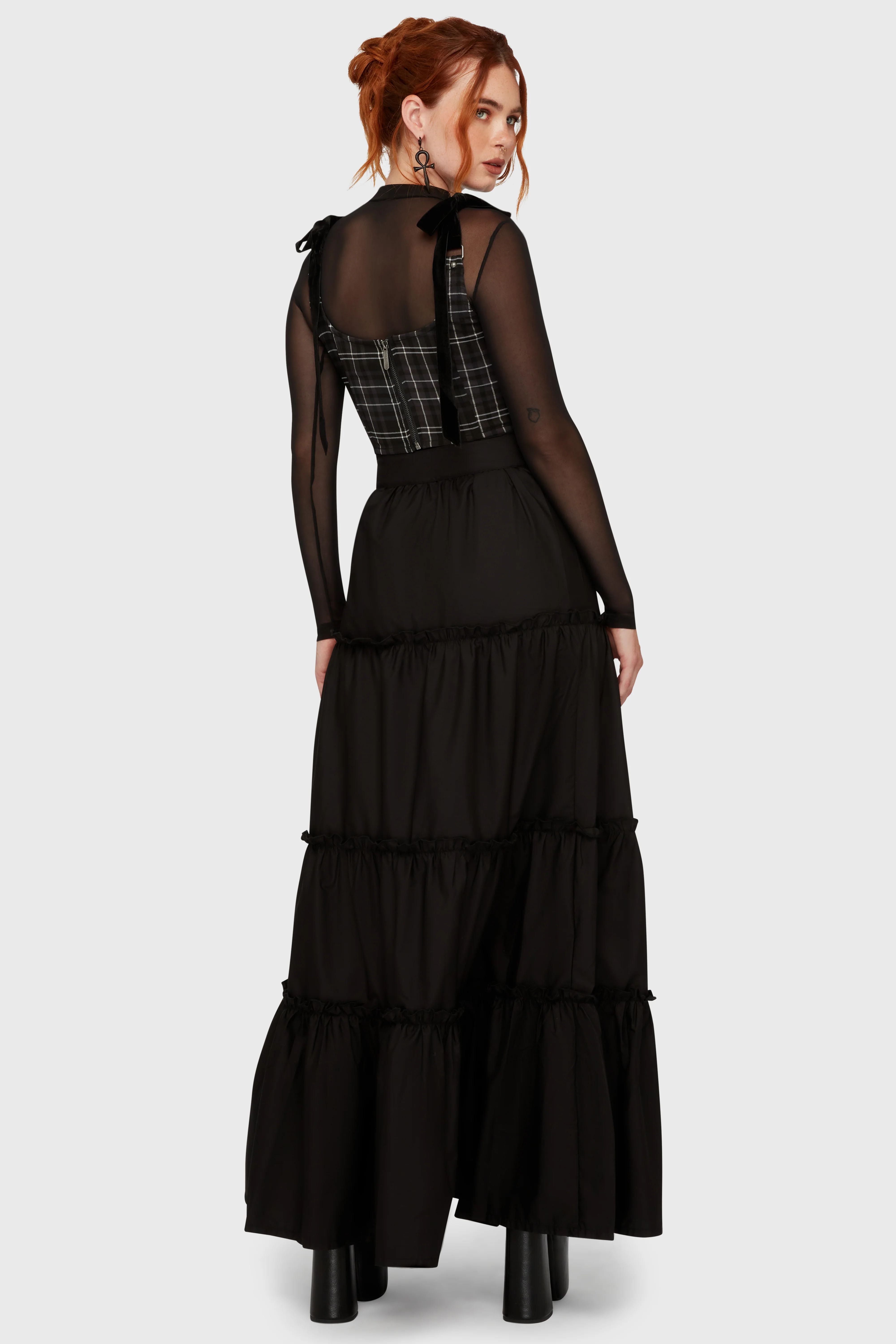 Tartan Flora Corset Top [GREY] - Image 4