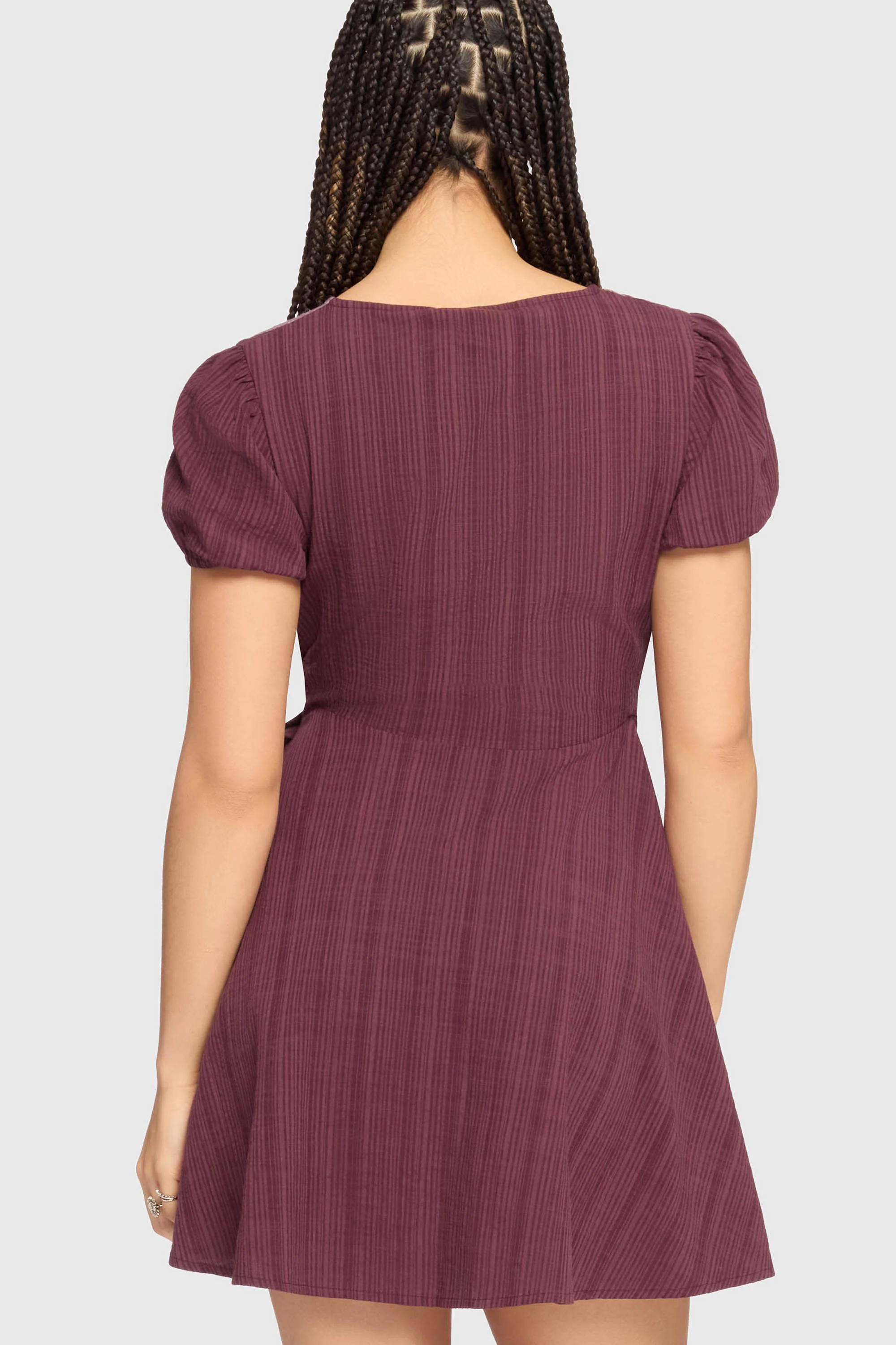 The Hollow Embroidered Mini Dress [Purple] - Image 3