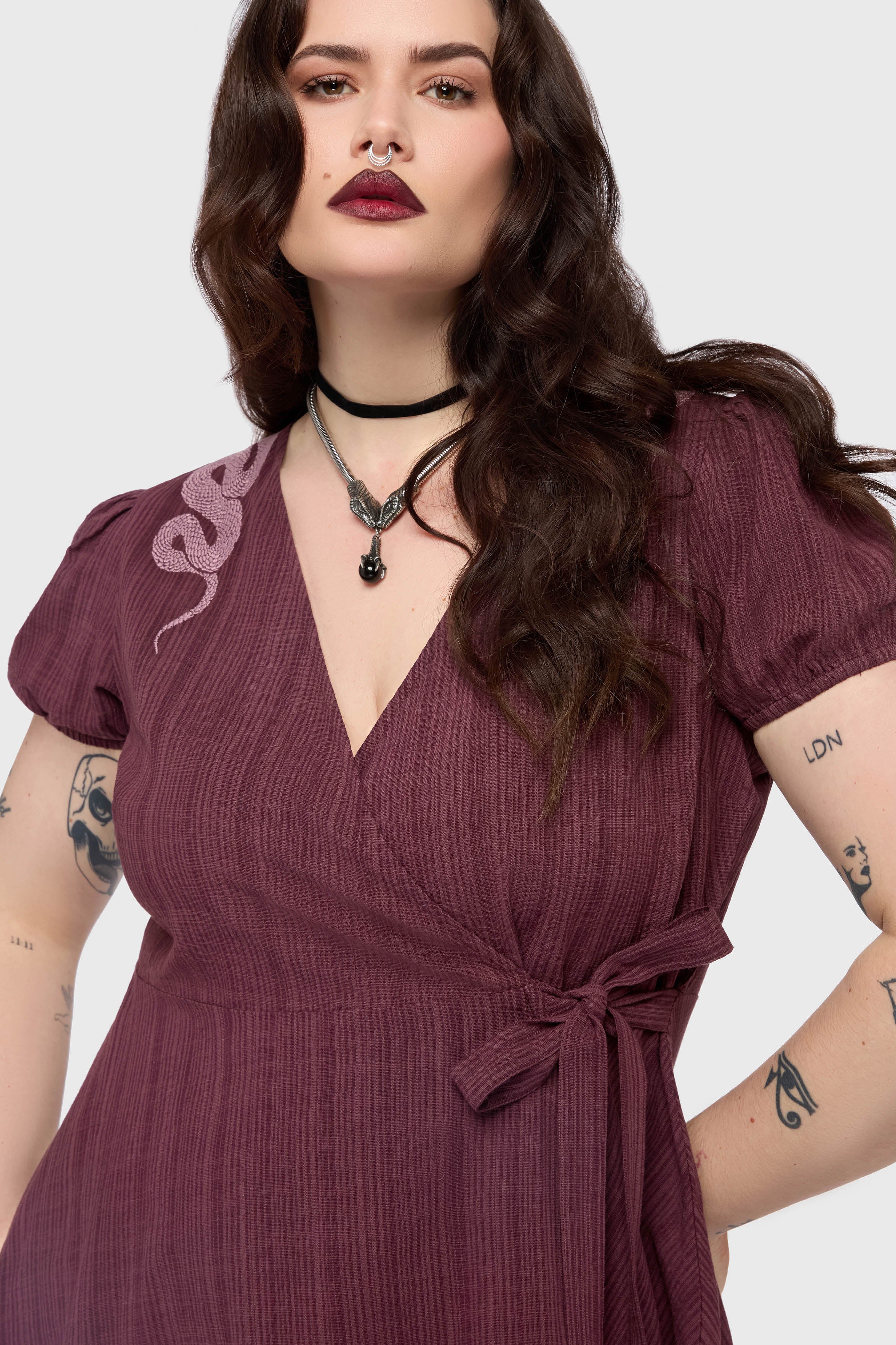 The Hollow Embroidered Mini Dress [Purple] - Image 7