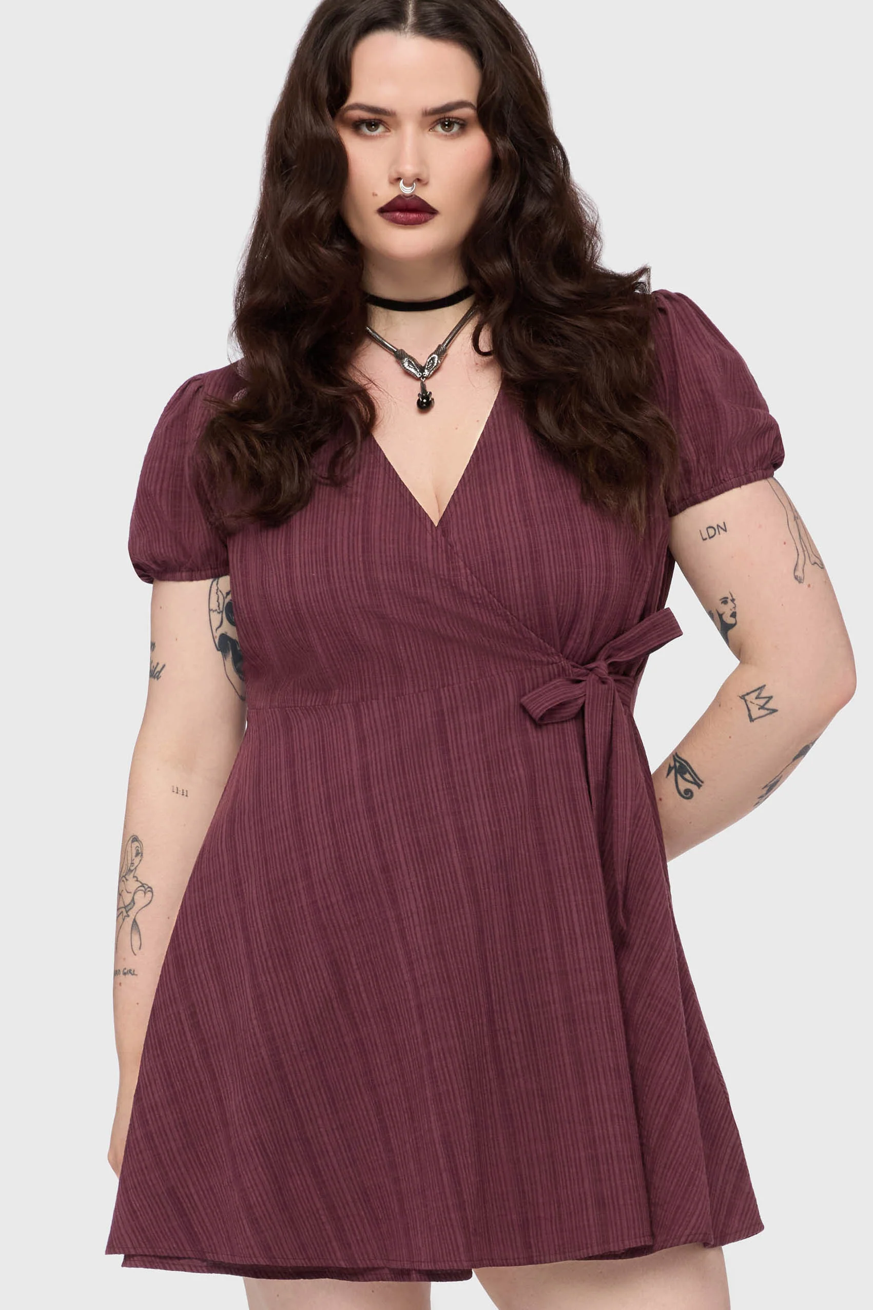 The Hollow Embroidered Mini Dress [Purple] - Image 8